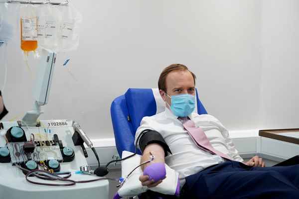 Matt Hancock donating antibodies
