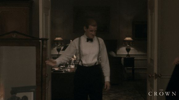 Prince Phillip (Matt Smith) getting dressed (from The Crown)