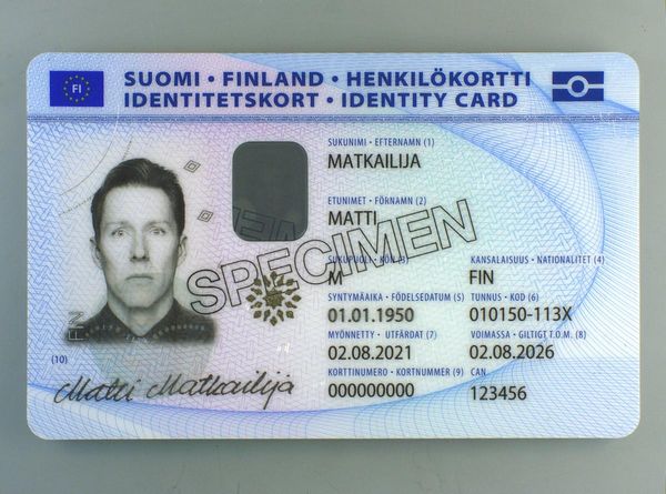 Photograph of a specimen identity card